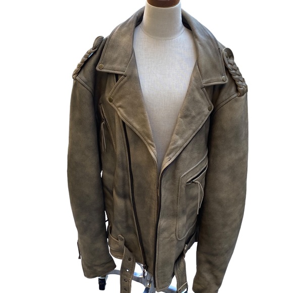 VINTAGE HIGHWAY ONE LEATHER MOTORCYCLE JACKET size XL - Picture 2 of 12